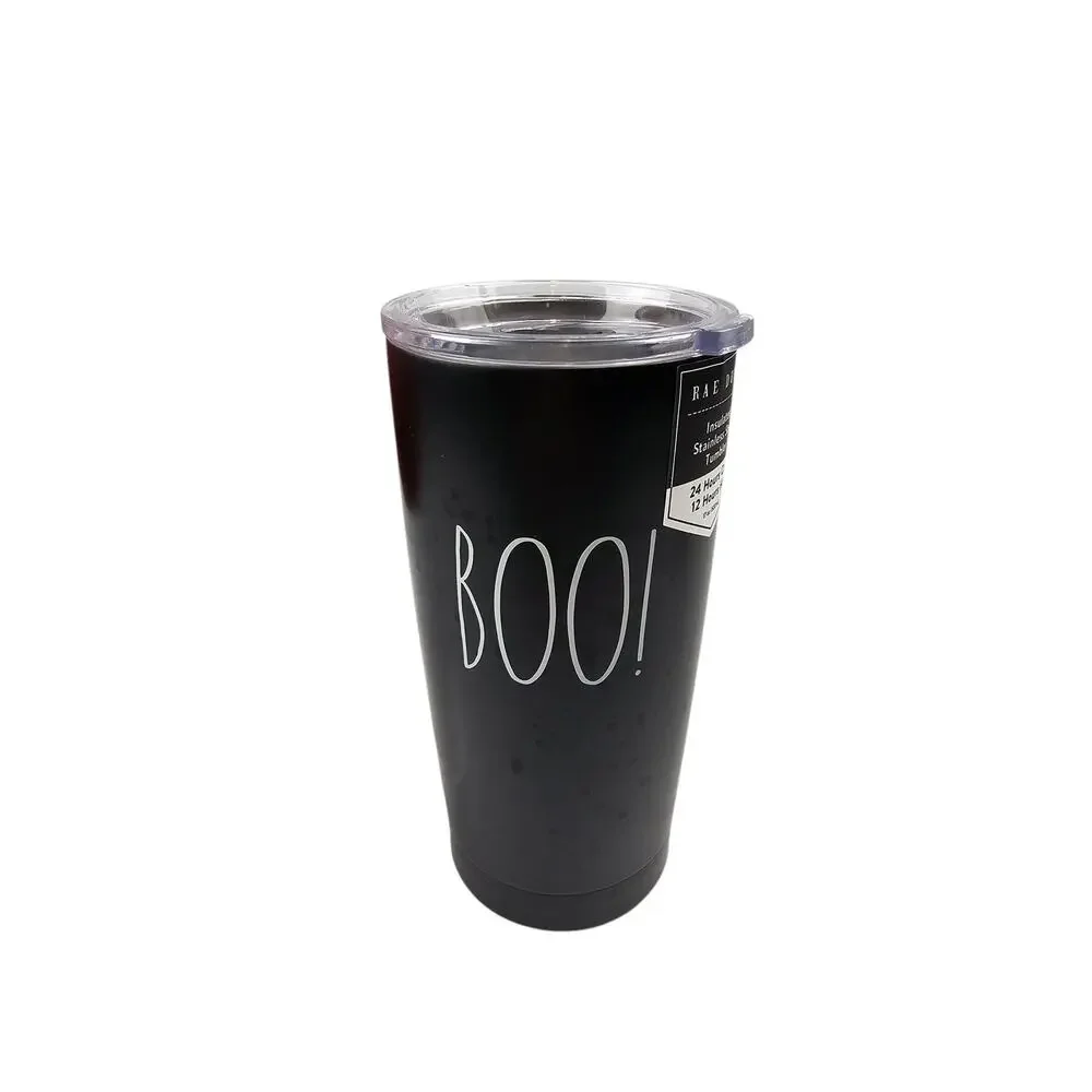 2 Rae Dunn Insulated Stainless Steel  Tumblers Red 12 oz. and Black‎ 17 oz.